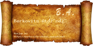 Berkovits Aténé névjegykártya